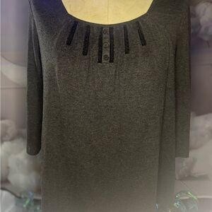 Simply Vera Vera Wang Charcoal Blouse with Button Detail